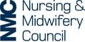 A blue and white logo for nursing midwifery council